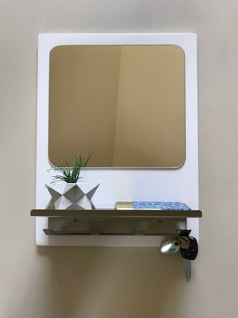 Look Mirror Coat Rack Modern Stainless Steel Mail Holder Ipad Phone Wallet Sunglasses Display Shelf Key Entry Wall Storage