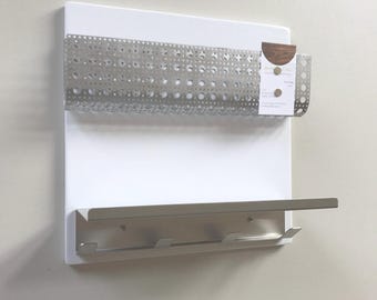 Mid Century Entryway Organizer: Magnetic Memo Board, Mail & Key Holder