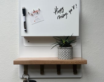 White Entryway Organizer: Mail, Keys, Coats, Bulletin Board