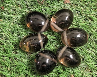 Colgante de cristal de piedra preciosa pulida perforada de cuarzo ahumado oscuro DIY