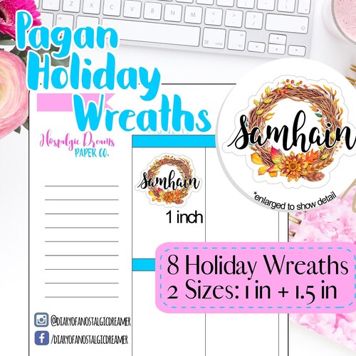 Pagan Holiday Wreath Planner Stickers