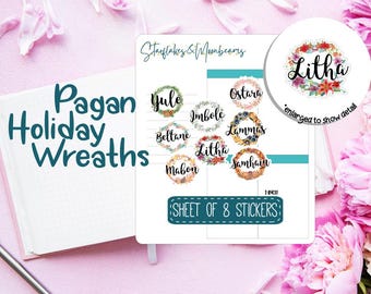 Pagan Holiday Wreath Planner Stickers