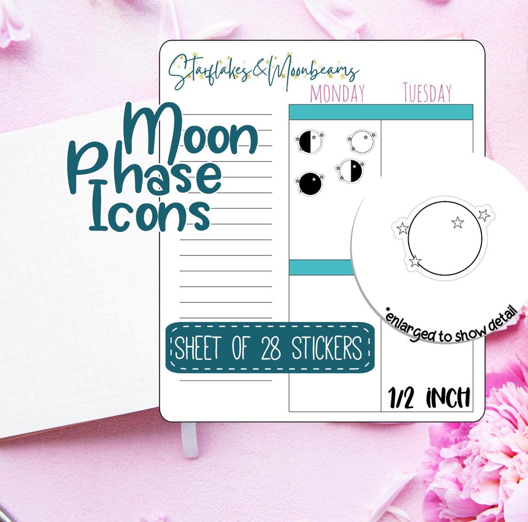 Moon Phase Icon Planner Stickers - Etsy