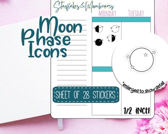 Moon Phase Icon Planner Stickers
