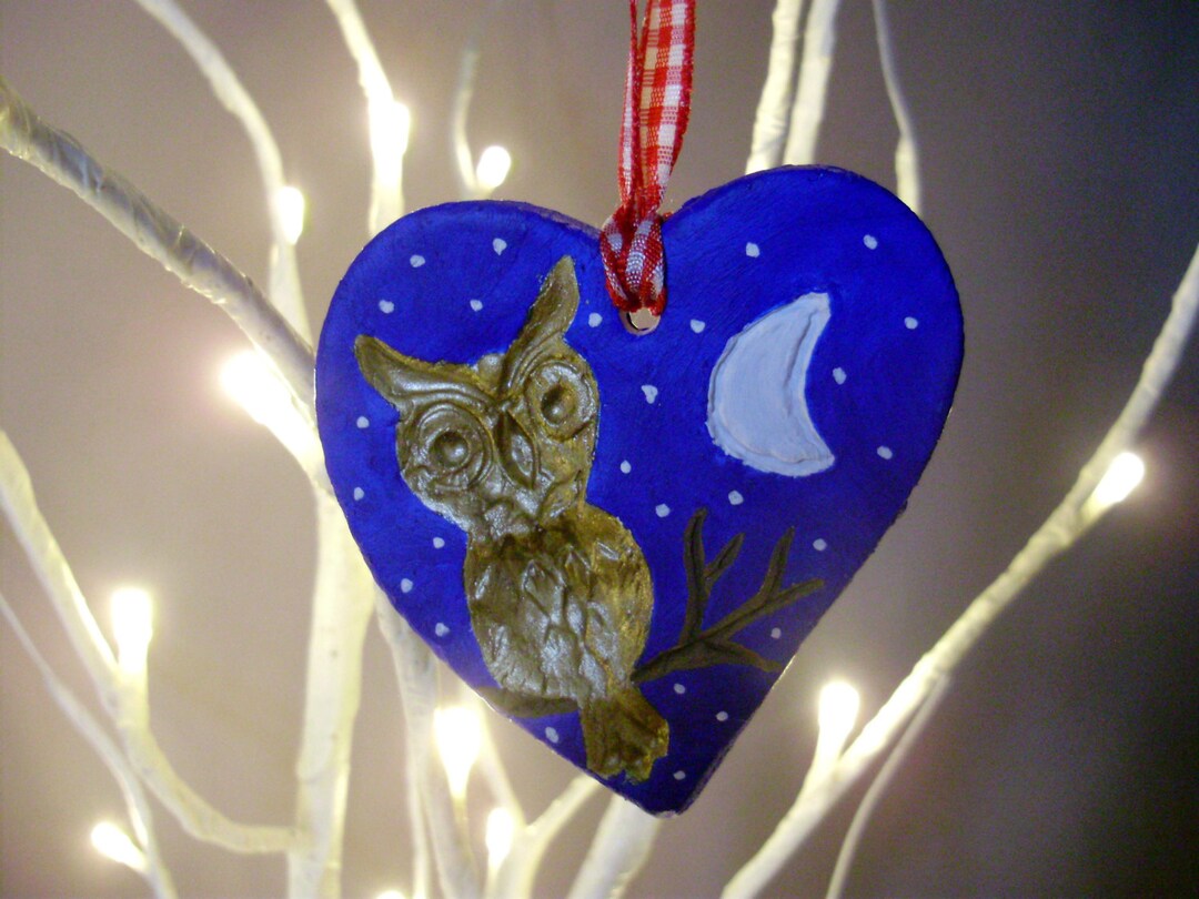 Woodland Owl, Owl Decoration, Christmas Owl, Night Owl, Air Dry Clay