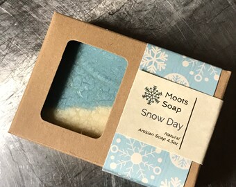 Snow Day Soap - Peppermint Soap, Christmas Soap, Holiday Soap Handmade Soap