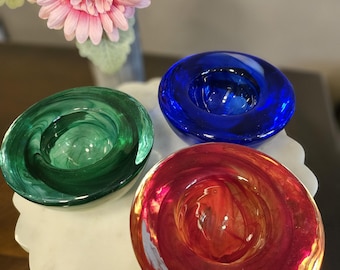 Vintage Kosta Boda Atoll Art Glass Votive Set - Anna Ehrner Design