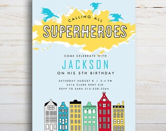 Superhero, Printable Birthday Invitation