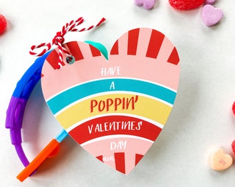 Poppin' Valentines Day, printable Valentine, Bubbles valentines, Popit bracelets Valentines, Pop it valentine