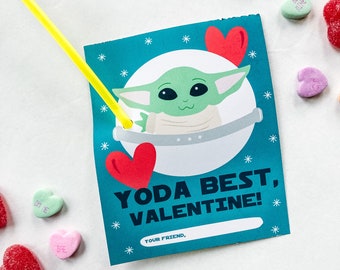 Yoda Best Valentines Day, printable Valentine, Grogu, baby yoda class valentines