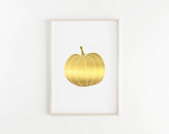 Gold Pumpkin, fall, thanksgiving, Halloween Digital Printable