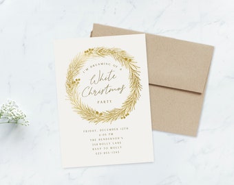 White Christmas Party, Printable Invitation