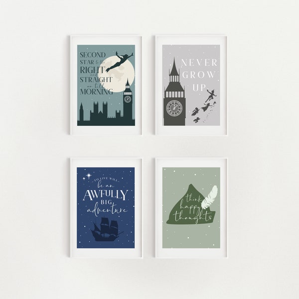 Peter Pan Set of Four, Digital Art Printables