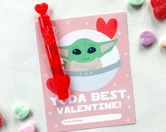 Yoda Best Valentines Day, printable Valentine, Grogu, baby yoda class valentines