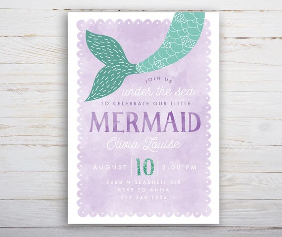 Sirene Sous La Mer Invitation Anniversaire A Imprimer Etsy