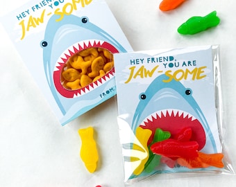 Jaw-some Valentines Day, printable Valentine, Shark class Valentines, Goldfish Valentines, Swedish Fish Valentines