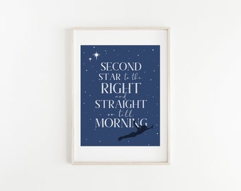 Peter Pan, Second Star to the Right Minimal, Nursery Digital Printable