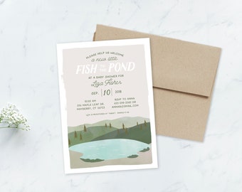 Fish Pond, Baby Shower, Printable Invitation