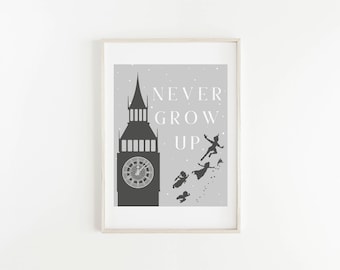 Peter Pan, Never Grow Up, Digital Printable