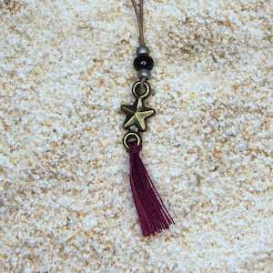 Boho necklace with magenta tassel charm for Fashion Royalty, FR2, Poppy Parker, NuFace and other 12&quot; fashion dolls