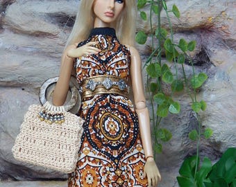 Boho paisley halter dress | 1/6 scale doll summer clothes | Fit for FR2, MTM, Poppy Parker, NuFace, XianXian | Doll clothing