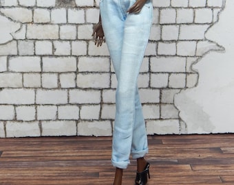 Jeans boyfriend sbiancati per Fashion Royalty, NuFace, Poppy Parker - Pantaloni per bambole realistici in scala 1/6 - Adatti a FR2, Mizi, bambole da 12 pollici