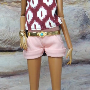 Apricot shorts with cuffs for Fashion Royalty, FR2, Poppy Parker, NuFace and other 12&quot; fashion dolls