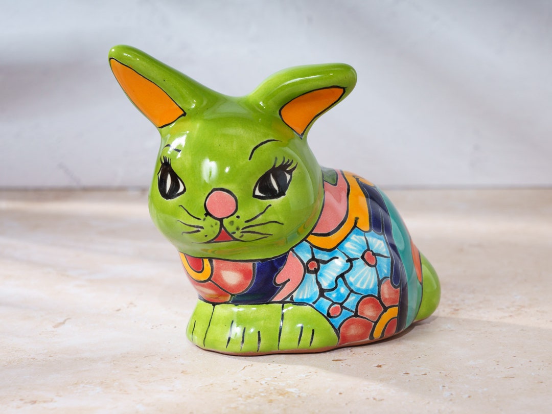 Enchanted Talavera Mexican Pottery Bunny Rabbit Figure Decor Animal ...