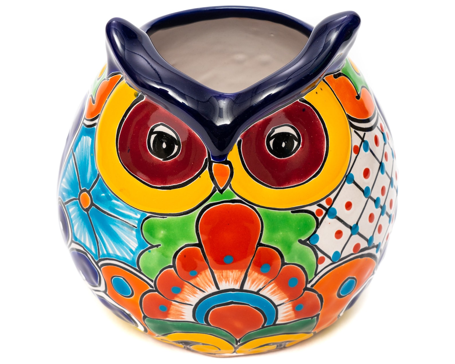Talavera Pottery Owl Ceramic Utensil Holder Flower Vase Etsy