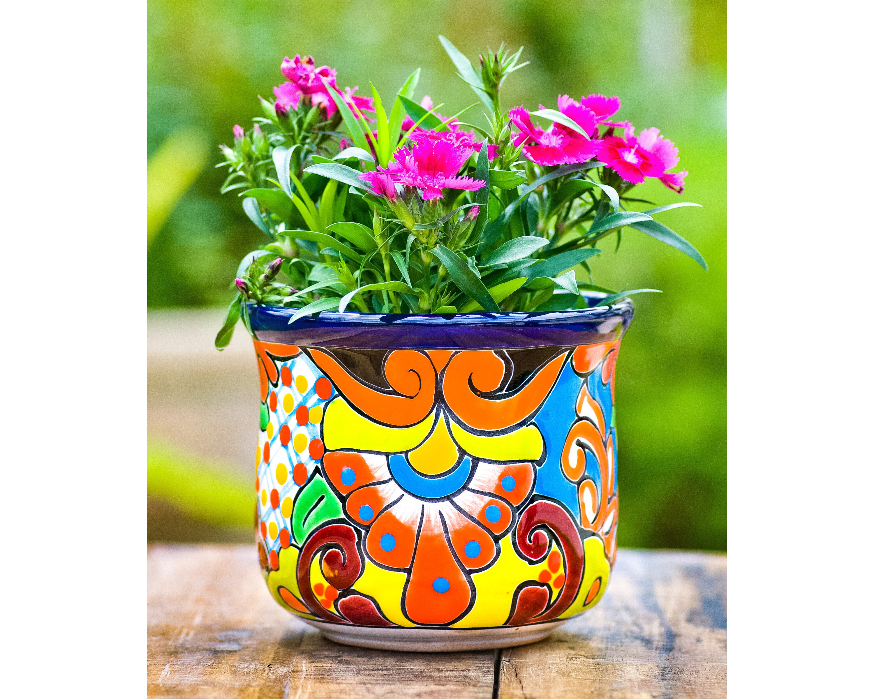 Mexican Talavera Ceramic Flower Pot Succulent Planter Mexican Etsy