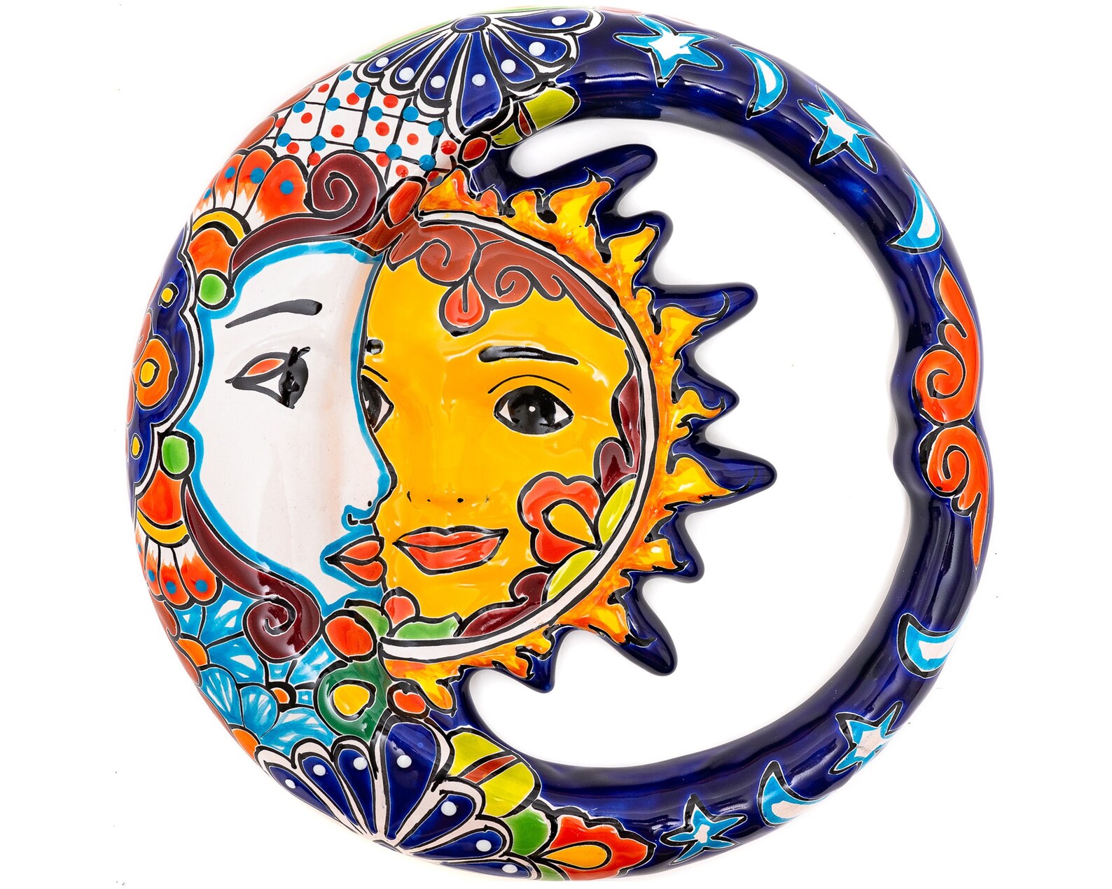 Talavera Pottery Hand Painted Ceramic LARGE Eclipse Moon Sun Etsy