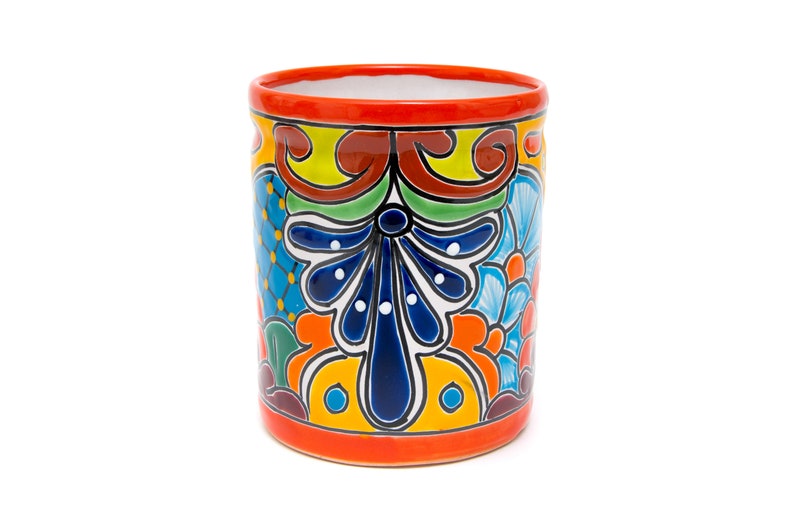 Talavera Pottery Ceramic Utensil Holder Utensil Crock Kitchen Etsy