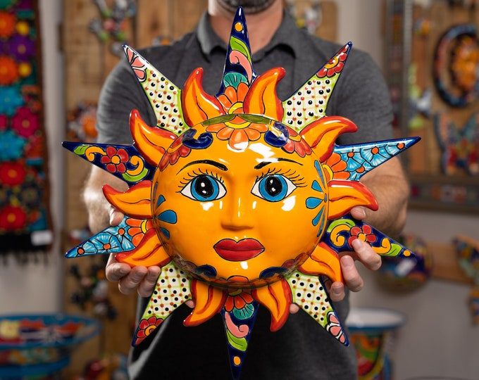 Large Sun Mexican Talavera Multi Dimensional Wall Art Indoor Outdoor