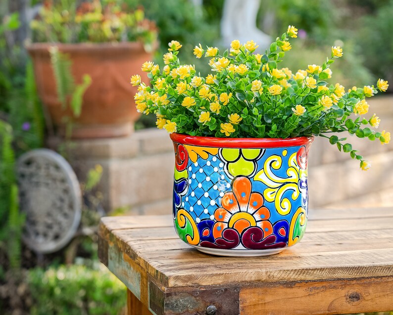 Mexican Talavera Ceramic Flower Pot Succulent Planter
