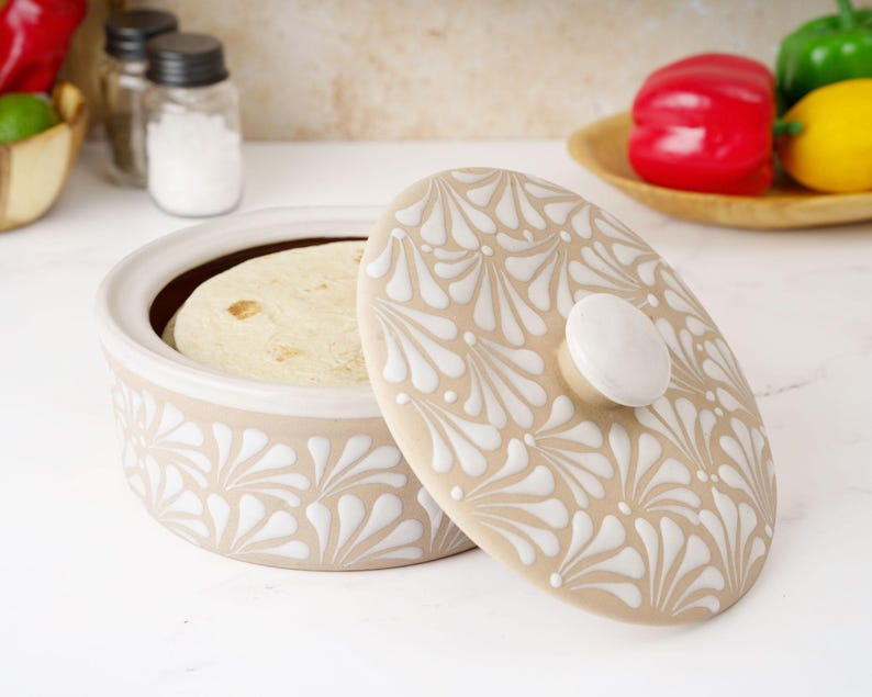 Handmade Talavera Tortilla Warmer: Mexican Ceramic Tortillero Serving Dish