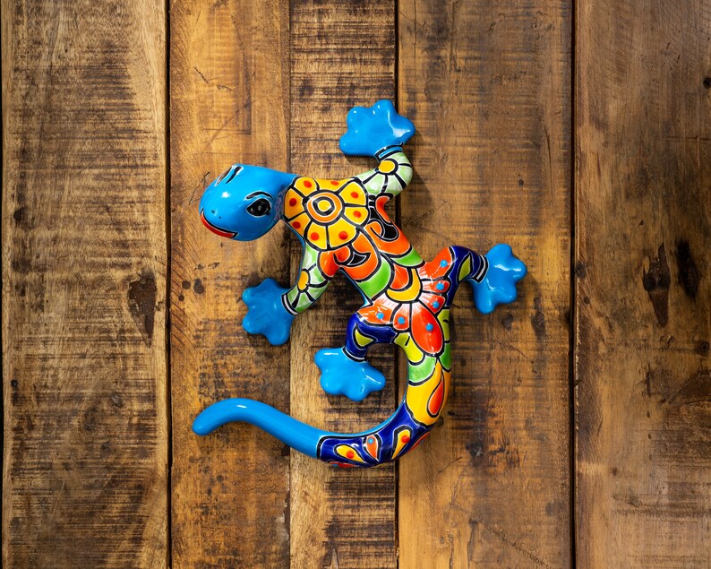 Talavera Ceramic Pottery Gecko Garden Sculpture Wall Art Etsy