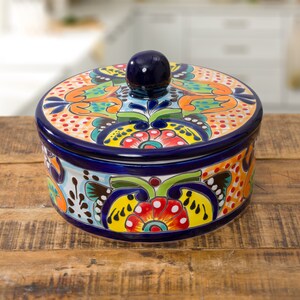 Traditional Talavera Pottery Hand Painted Ceramic Tortilla Warmer Tortillero Tortilla Holder Mexican Serveware Serving Dish Bowl With Lid