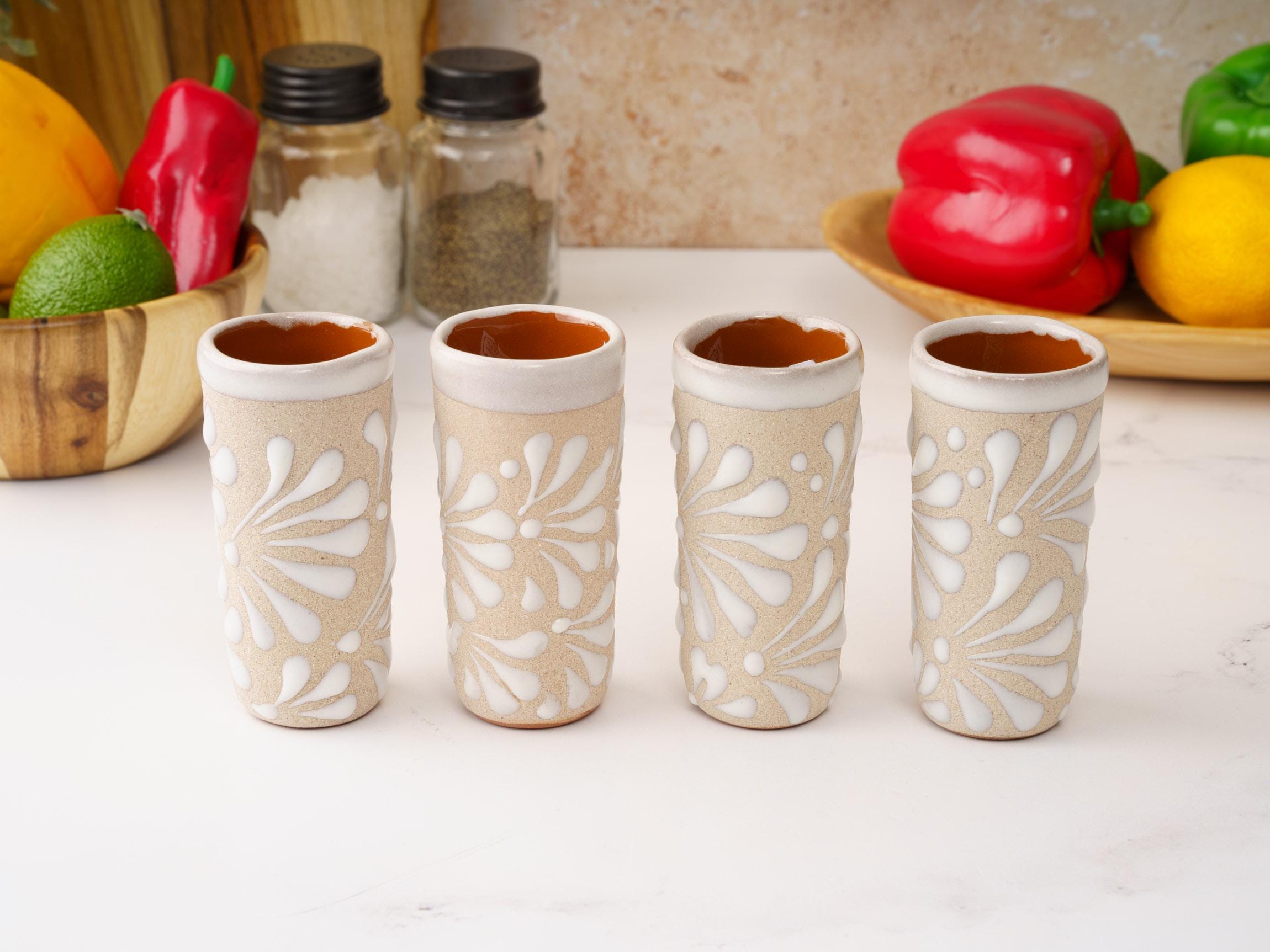 Talavera Shot Glasses Set 4 Piece Four Mexican Ceramic Handmade