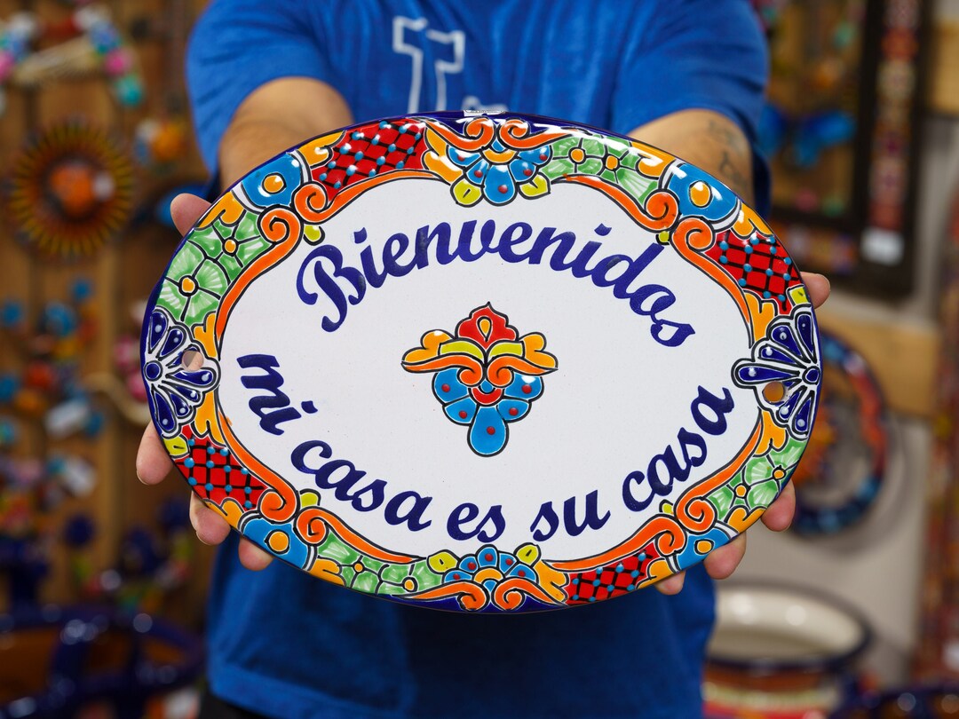 Mexican Talavera Wall Art Bienvenidos Mi Casa Es Su Casa Talavera Oval