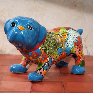 HUGE Bull Dog Mexican Talavera Pottery Mexico Animal Art Statue Figurine Garden Decor Indoor Outdoor Gift for Dog Lover Mexican Home Decor Etsy