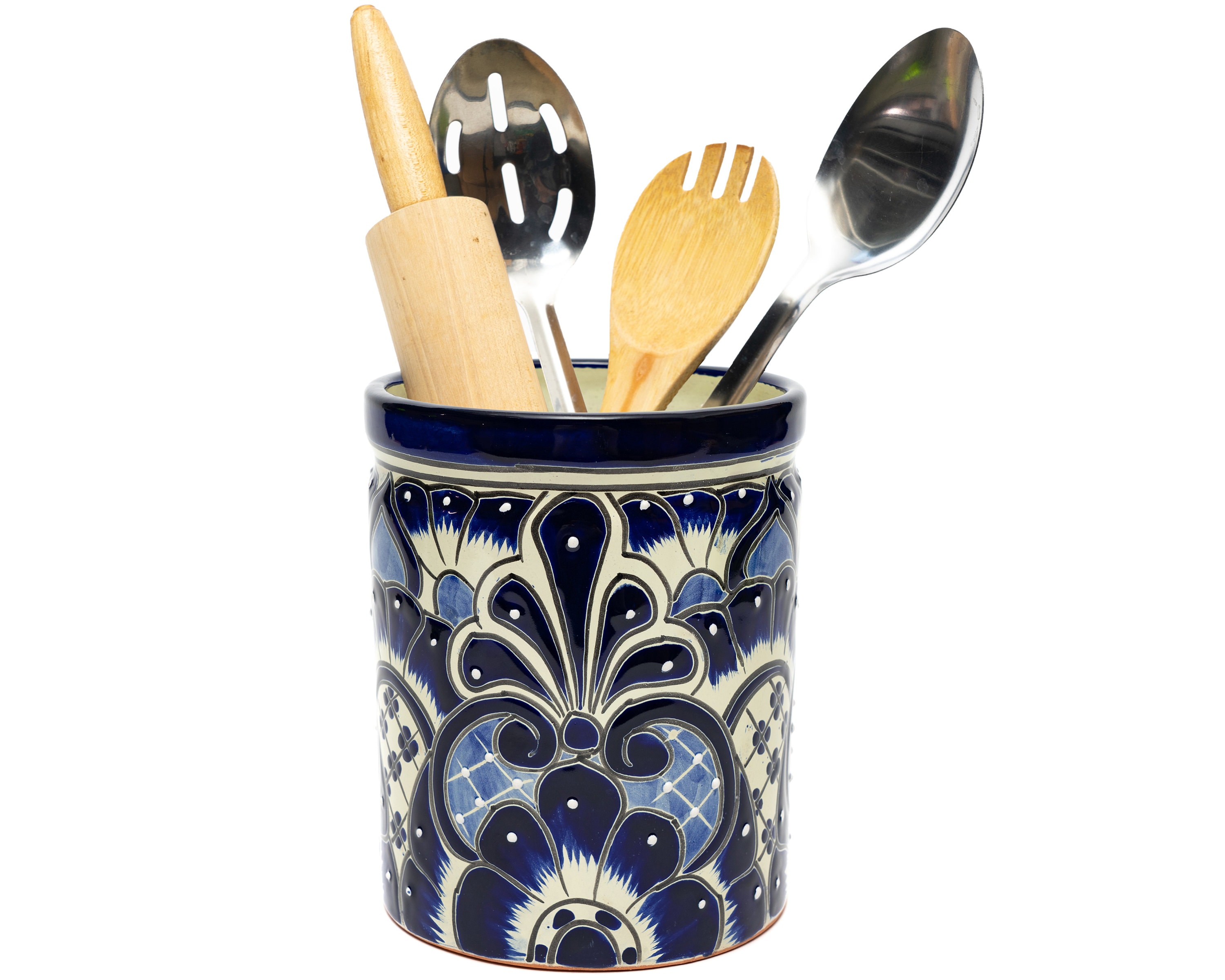 Talavera Pottery Ceramic Utensil Holder Utensil Crock Kitchen Etsy