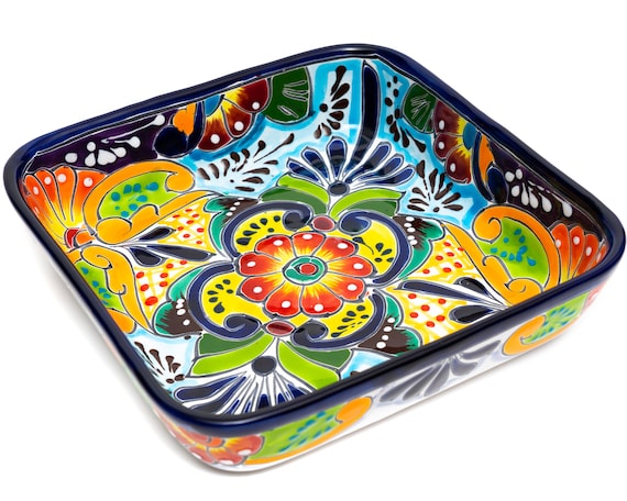 Hand-Painted Floral Talavera Baking Dish