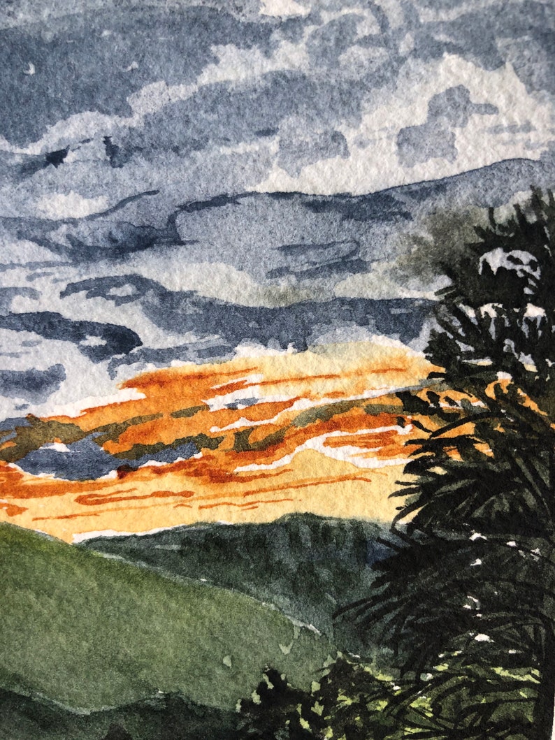 Mountain Sunset Watercolor