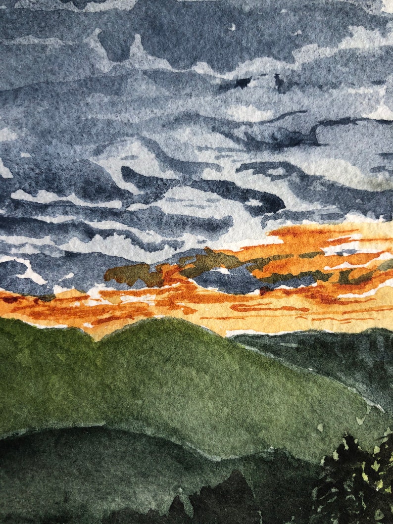 Mountain Sunset Watercolor