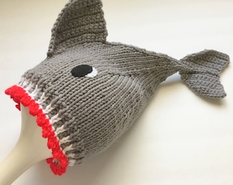 Shark Hat, Newborn Cap  , Hand Knit Baby Hat, Baby Shower Gift, Gray Baby Cap, Photo prop, Knit Baby Gift, Novelty Infant Hat