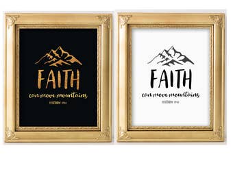 Faith Can Move Mountains Bible Verse Instant Download Printable, Matthew 17:20, Bible Verse Print, Bible Wall Art, Scripture Print