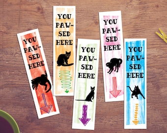 Digital Bookmark, Printable Bookmarks, Instant Download, Cat lover gift, Book lover gift, Unique bookmarks, Printables for Book Lovers, Paw