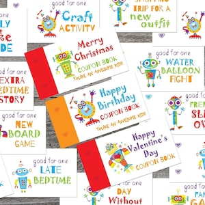 Valentine Coupon Book for Kids Birthday printable Love coupons gift boys girls instant download good Behavior reward card Stocking Suffer