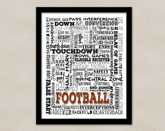 Football print, Instant download printable. PDF JPG diy digital wall art Boys Sports bedroom Sports print Football collage Sports wall decor