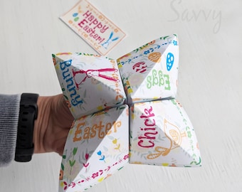 Easter Activity for Kids, Fortune Teller Cootie Catcher Jokes Teller, Sunday School Easter Printable PDF DIY, Easter class activity Basket